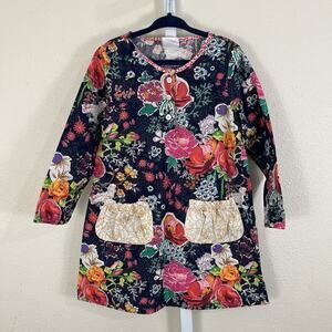 Emerald August Floral Pocket Dress Girls Size 6 Made in USA